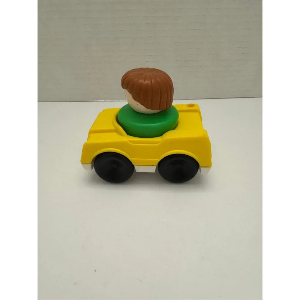 Fisher Price Little People Yellow Car and Figure from Garage Set Vintage 1990